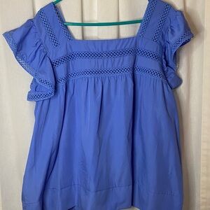 Kaktus Royal Blue Women's Blouse with Lace Detail